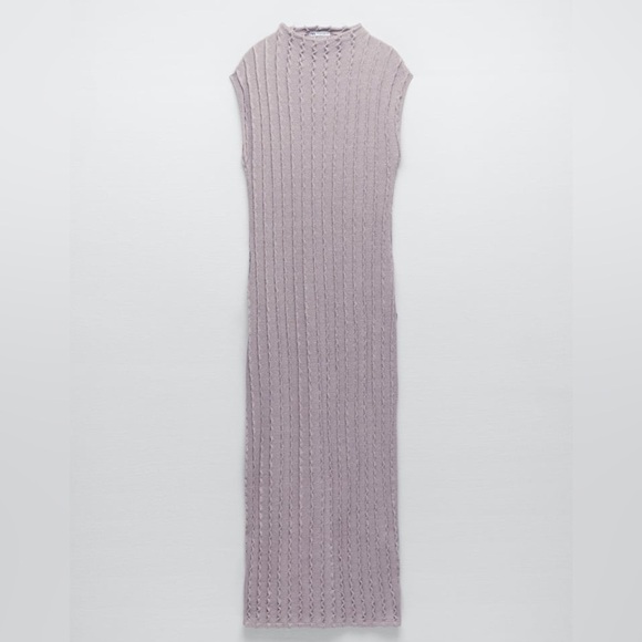 Zara Ribbed Textured Soft Stretch Knit Sleeveless Midi Dress - Picture 8 of 15